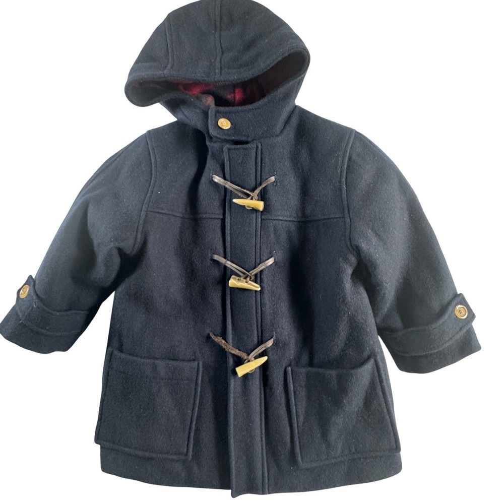 S. Rothschild Duffle Coat Kids 4 Navy‎ Blue Wool Blend Toggle Hooded Jacket